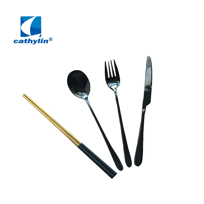 Столовые приборы из нержавеющей стали CATHYLIN 4 шт. набор черных палочек для еды
