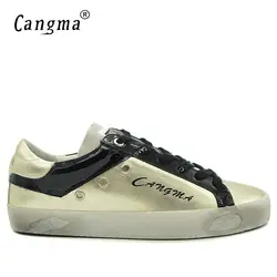 CANGMA Мужская обувь брендовые золотые мужские туфли на платформе Мужские и Мужские дышащие Сникеры из натуральной кожи Дизайнерская обувь