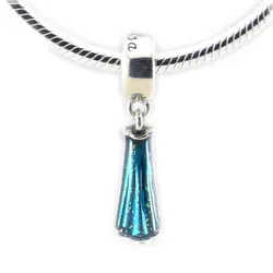 Подходит Талисманы браслет и Цепочки и ожерелья Эльзы платье Шарм Аутентичные 925 стерлингового серебра с голубой эмалью ювелирные изделия