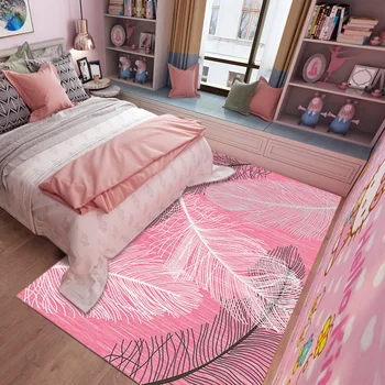 

Pink feather pattern Carpets For Living Room Area Rug Modern Bedroom Home Decor Rugs Yoga Mats 200*300cm Large Size soft Carpet