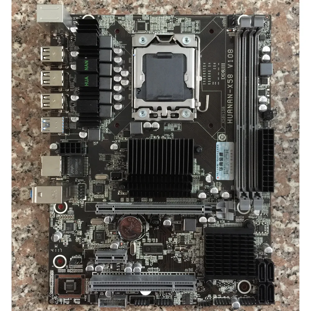 HUANANZHI X58 LGA1366 материнская плата в комплекте с процессором Intel Xeon X5570 2,93 ГГц ОЗУ 8 г(2*4 г) RECC GTX750Ti 2 г видеокарта