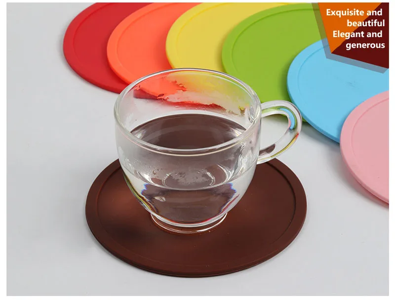 10CM Round Silicone Coaster Creative Simple Candy Colors Placemats Waterproof Non-slip Insulated Tea Coffee Coaster Table Mat    (22)