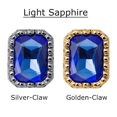 Прямоугольная форма стеклянные стразы с гнездом коготь пришить Кристалл СТРАЗА под камень алмаз медь основа пряжки Свадебные украшения - Цвет: Light Sapphire
