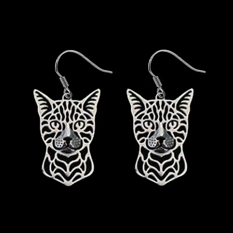 

2018 Jewelry Hollow Out Cat Earrings Women Alloy Bengal Cat Earrings Drop Shipping