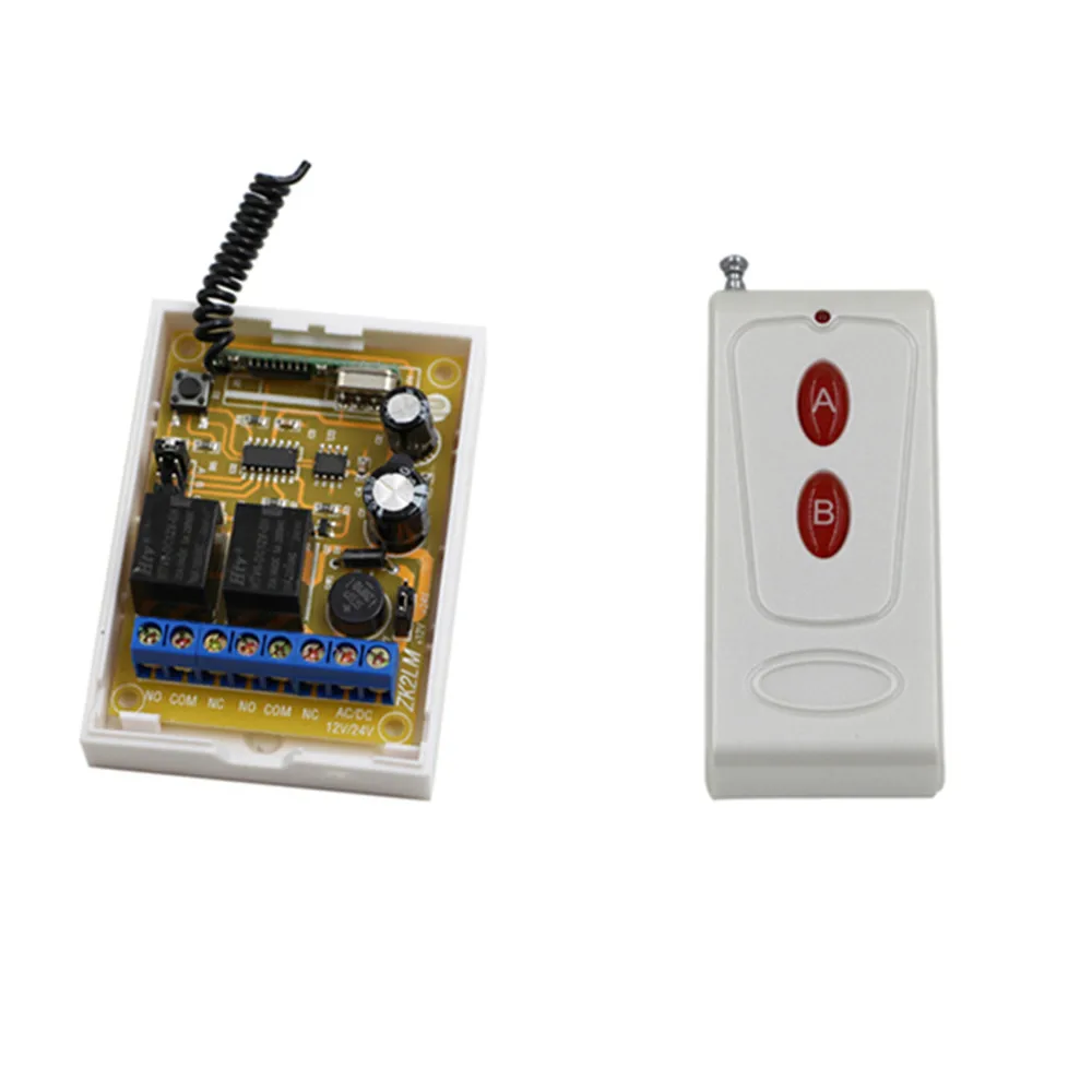 

New DC12V 24V Wireless Remote Control Switch System Two Button Transmitter & 2CH Relay Receiver ON/OFF for Gate/Door 315/433Mhz