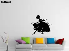 Mad World-Cinderella Girl In Night Gown Fairytale Wall Art Stickers Wall Decal Home DIY Decoration Removable Decor Wall Stickers