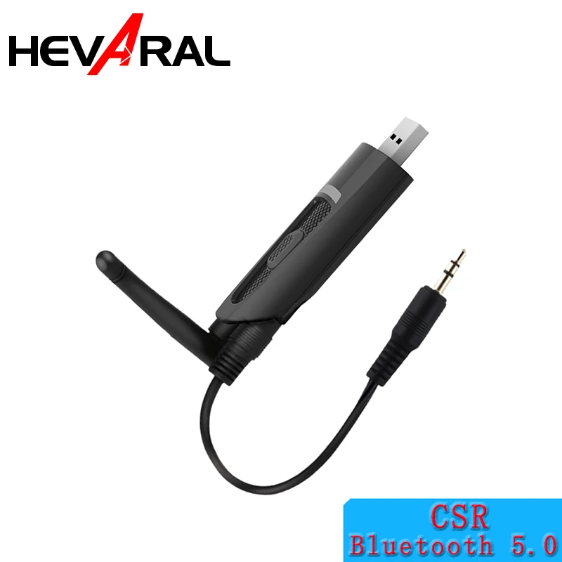 

HEVARAL Low Latency CSR Wireless Adapter USB Bluetooth Transmitter V5.0 APTX Multipoint Audio 3.5mm Wireless Adapter For TV PC