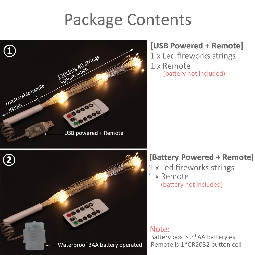 Светодиодный Рождественские огни Батарея работает USB удаленного Управление Свадебная вечеринка гирлянды светодиодный фея DIY декоративные фейерверк строки