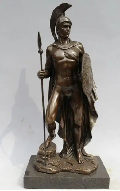 13&quotWestern Art sculpture Pure Bronze Marble Roman Warrior Statue | Дом и сад