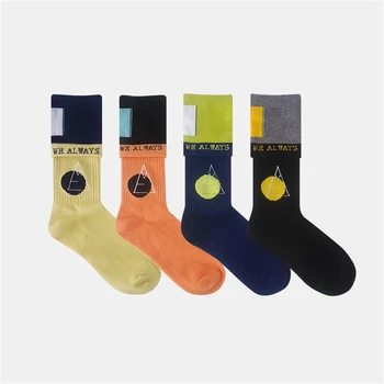 

Women's spring autumn cotton funn'y happy letters crew socks fashion street trend stitching color hip hop wild sports socks