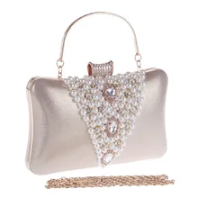 Koreanische Diamant Bankett Abendessen Paket Cocktail Party Perle Shell Paket 105 frauen Hand Nehmen Cheongsam Volles Kleid Kollokation