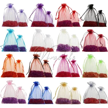 

Wholesales 100pcs 10x15cm Organza Bags Jewelry Pouch for Wedding Favor Christmas Decorations Candy Bag DIY Gift Packing