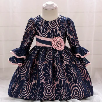 

Newborn Gown Clothes 2019 Baby Girl Christening Dress for 1/2 1st First 1 Year Birthday Outfits with Long Sleeve Baptism Dresses