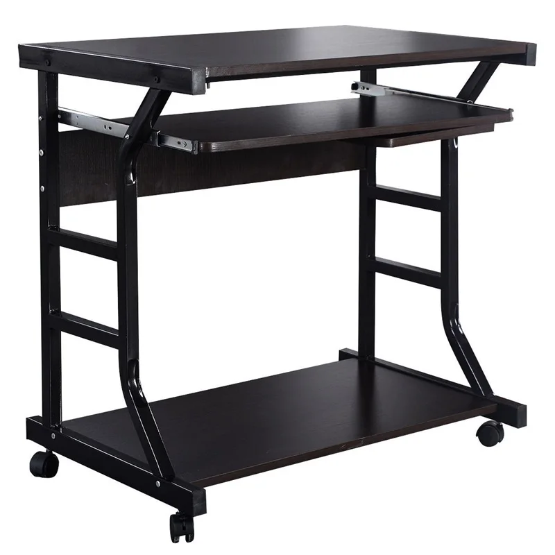 

Home Office Workstation Rolling Computer Desk Chipboard Steel 4 Smooth Wheels Computer Desks HW51071