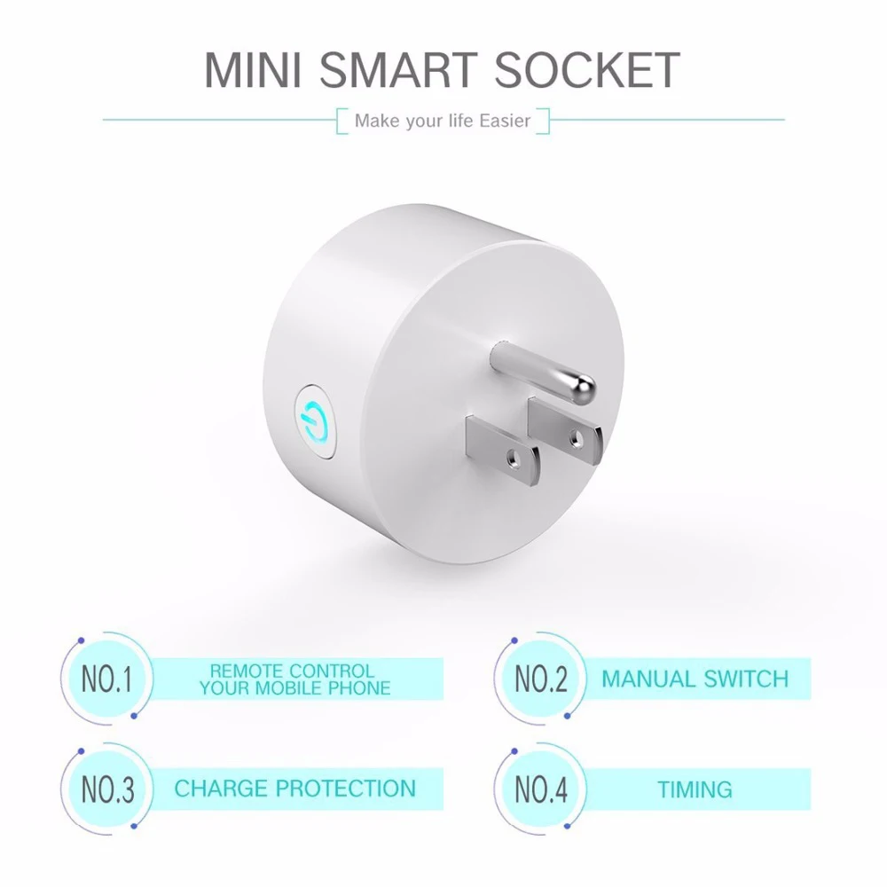 

Wifi Smart Plug Enabled Socket App Remote Control Wireless Portable Automatic Timer Sockets Compatible with Alexa Google Home