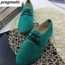 Women’s solid color suede shoes Female pointed toe lace-up Single shoes Lady casual shoes Tufli Women shoes plus size 42 Spring