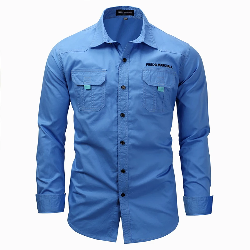 Новинка 2019 Мужская классическая Базовая джинсовая рубашка с длинными рукавами 100% хлопок Повседневная Деловая рабочая рубашка модная
