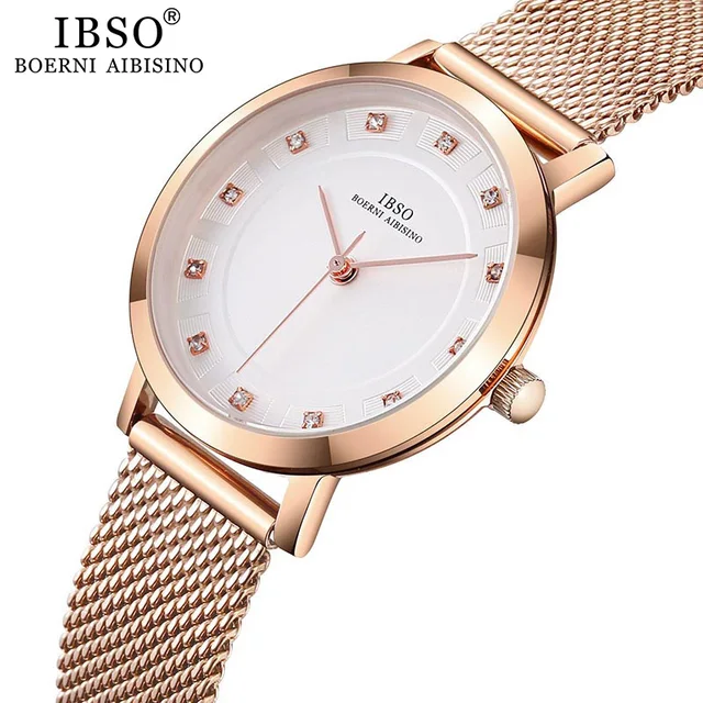 IBSO Brand Women Rose Gold Watch Earring Necklace Set Female Jewelry Set Fashion Creative Crystal Quartz Watch Lady's Gift 5
