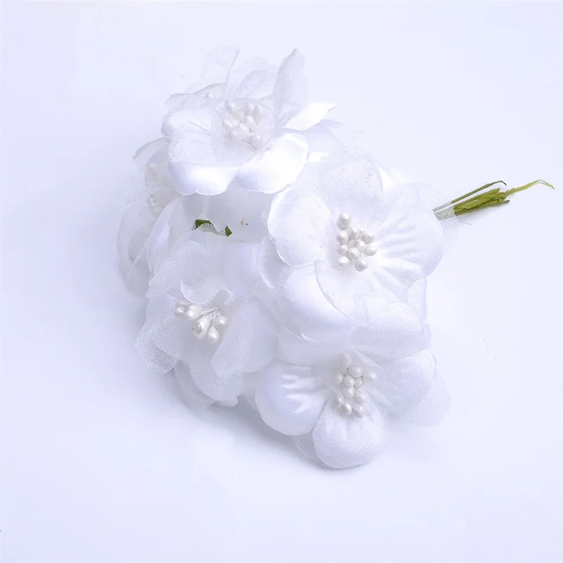 30pcst 5cm Silk Artificial Rose Flower Bouquet For Wedding Decoration Scrapbooking Mini Cheap DIY Wreath Fake Craft Flower