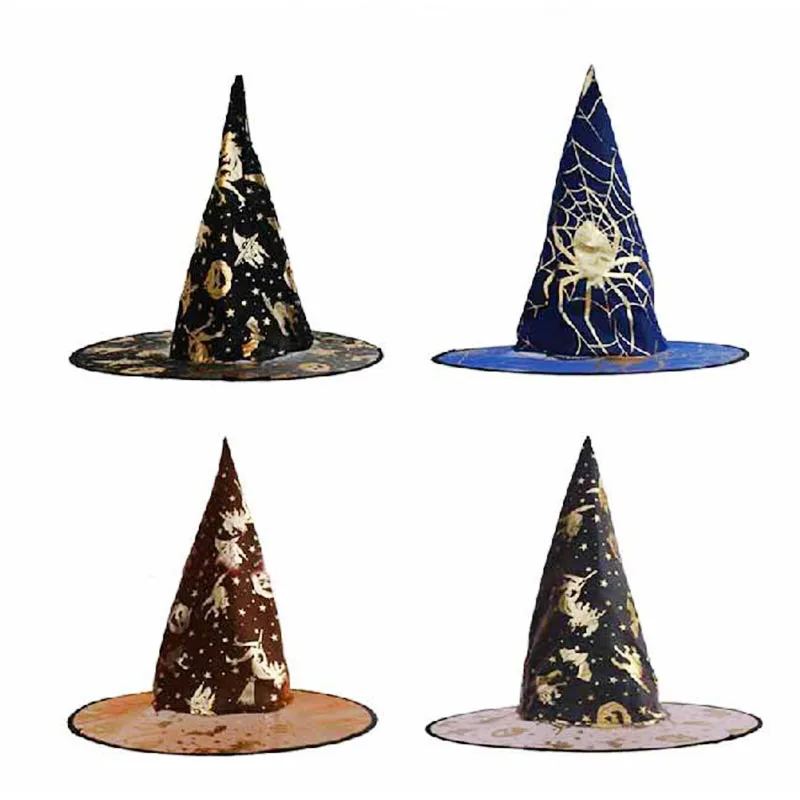 

Free shipping , Black halloween witch hat,printing spider/Party hat,witch hat ,suitable for children and adult