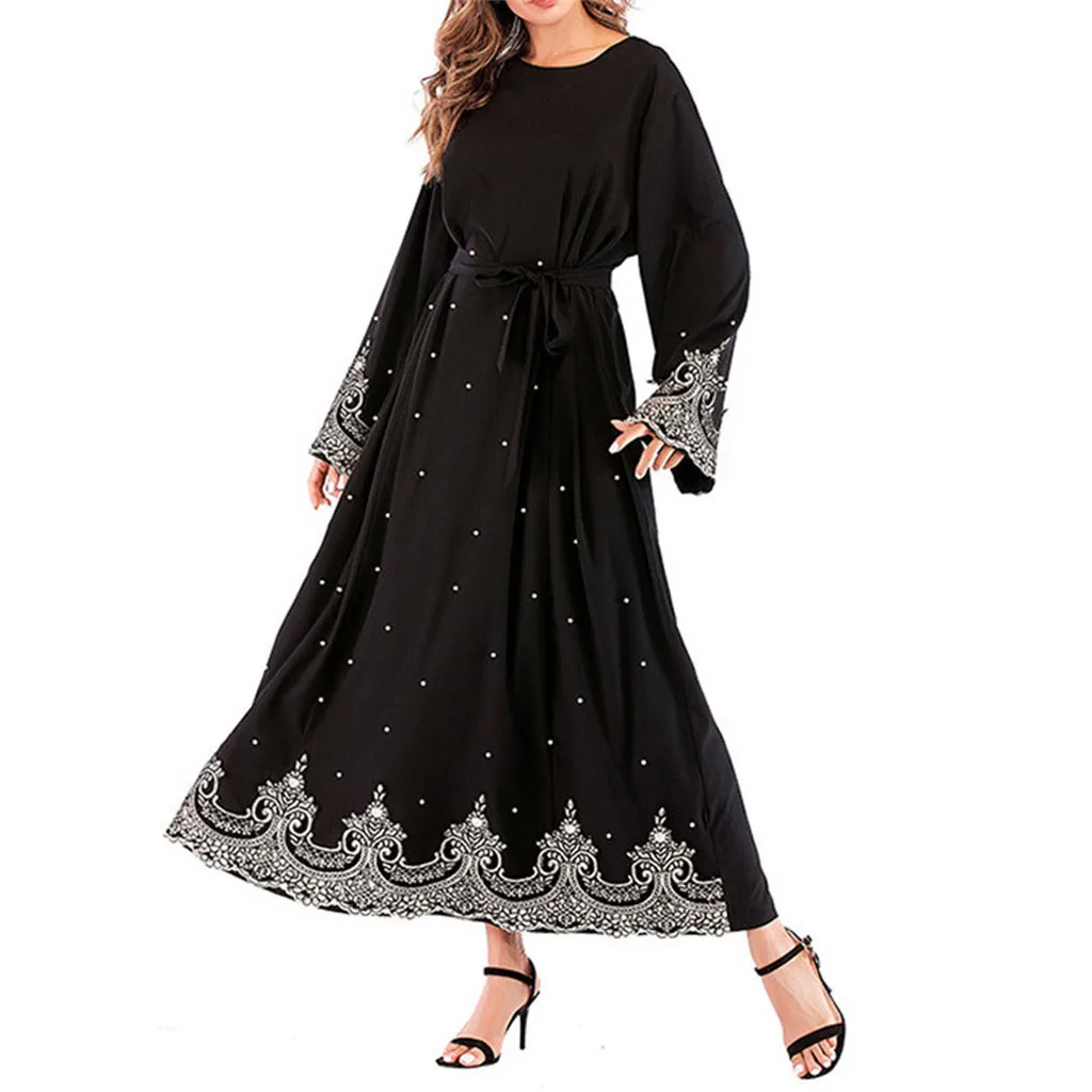 

2019 new Muslim Dress Women plus size S~5XL Ethnic Robes Abaya Islamic Muslim Middle East Maxi Dress Bandage Kaftan Muslim Dress