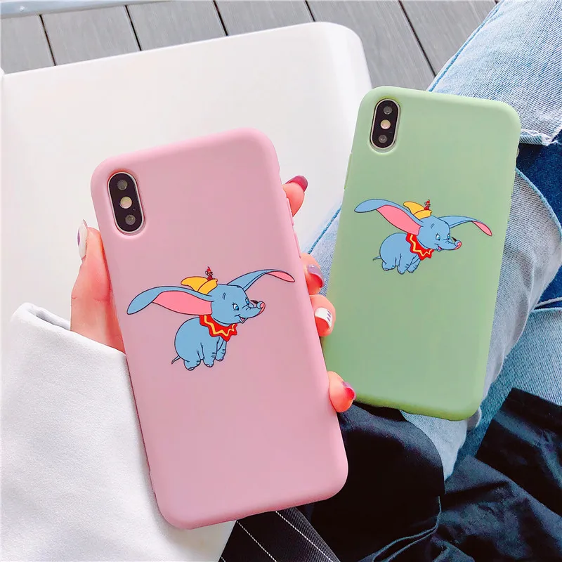 Супер милый мультфильм Dumbo натуральный цвет мягкий чехол зеленый розовый для