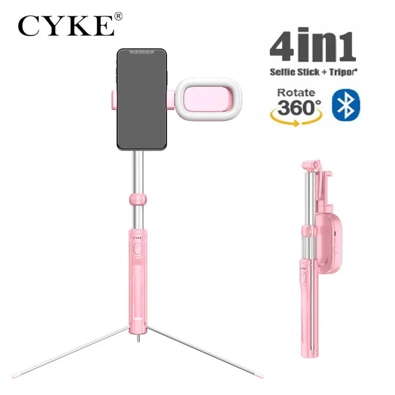

CYKE Bluetooth Phone Holder Mini Tripod 4in1 with LED selfie light wireless remote for Iphone/Android desk stand indoor/outdoor