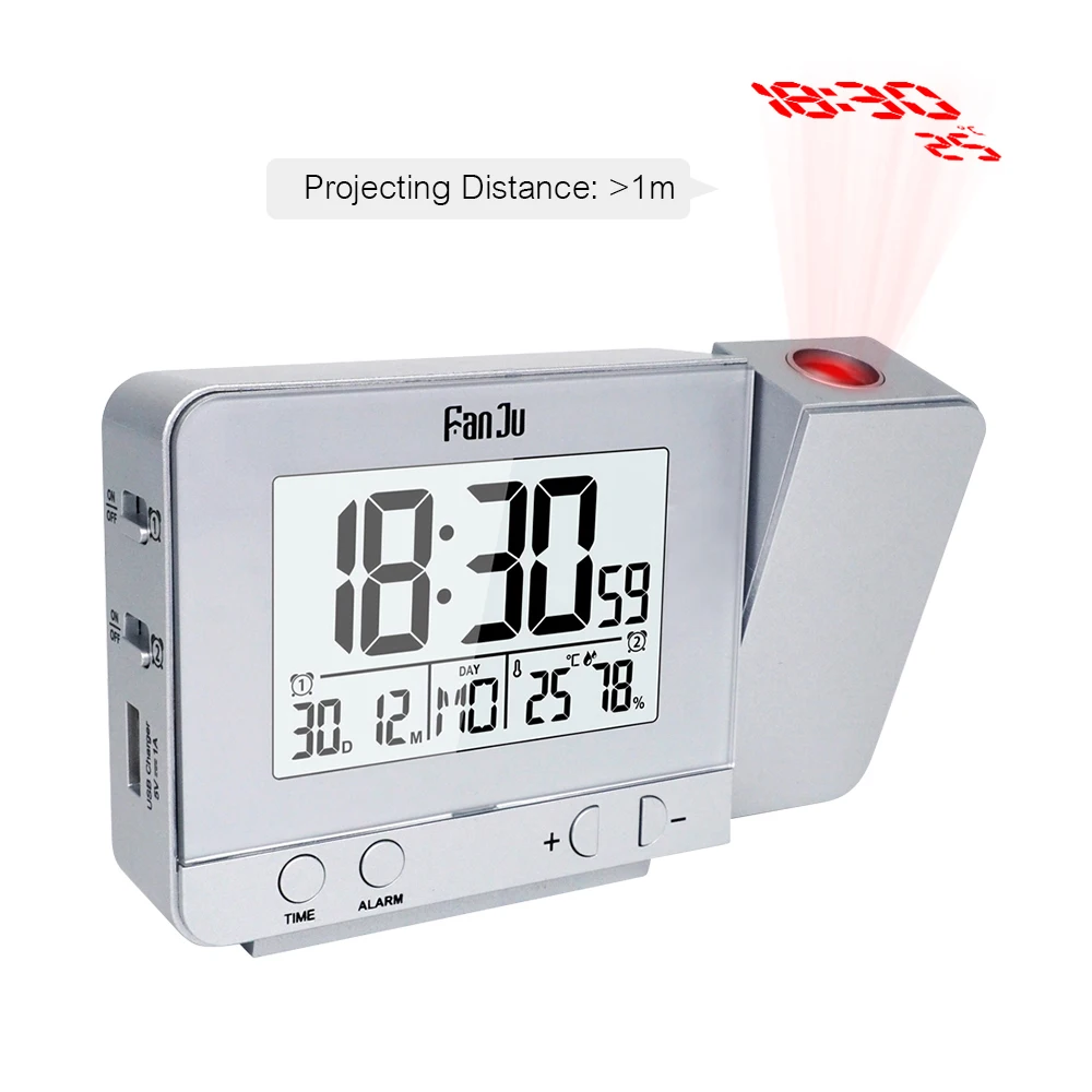 Rotatable Digital Projection Clock Multifunctional LCD Clock Digital