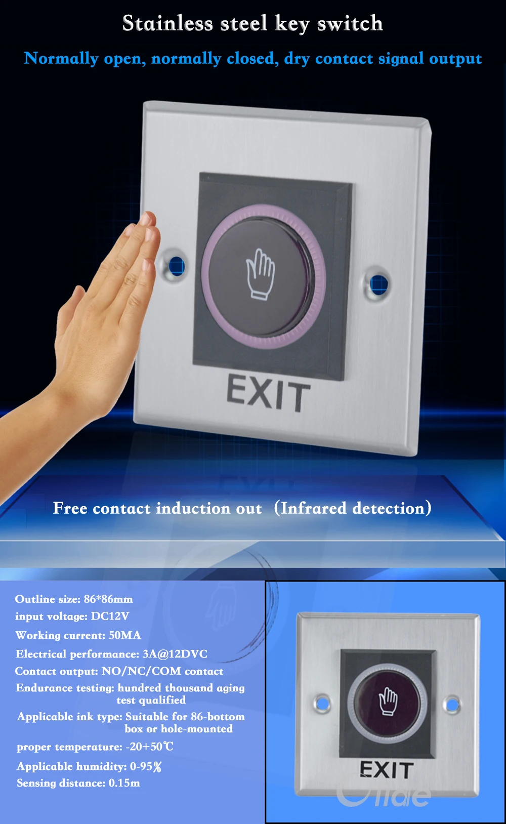 Stainless Steel 86 Type Hand Sensor Switch 1