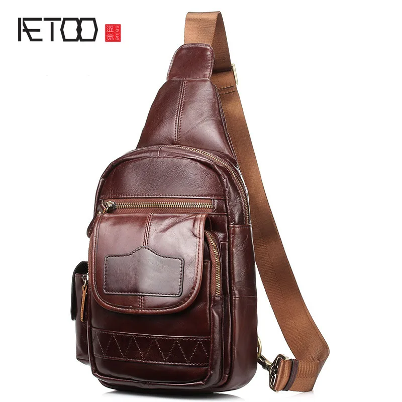 

AETOO Breast chest bag men leather Messenger bag a generation of Korean version of shoulder bag male handbag