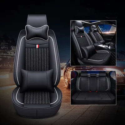 Хорошее качество! Полный комплект автомобильных чехлов для сидений Toyota Hilux Revo дышащее сиденье Чехлы для Revo - Название цвета: black with white