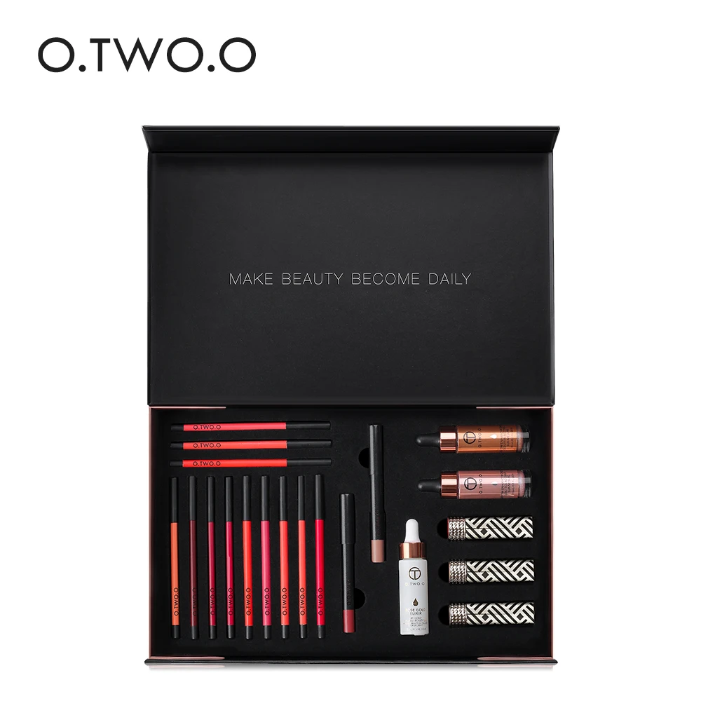 O. TWO. O 20 шт./кор. 24 к розовое золото масло для макияжа кожи + подводка губ карандаш