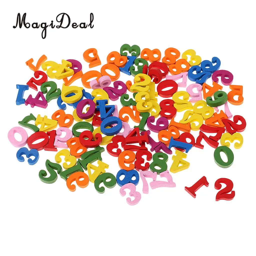 MagiDeal Colorful 100 Pieces Wooden Numbers for Children Kids Math Learning Educational Toys Kindergarten School Teaching Tool