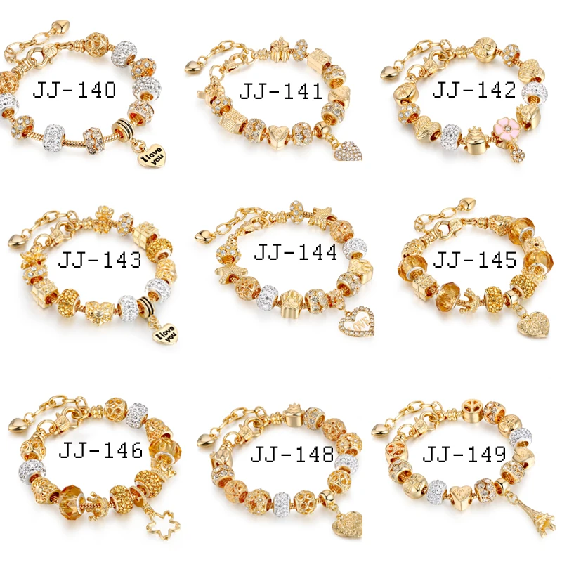 JKJ Silver Plated 925 Crown Beads Key Crystal Love Heart Charm Bracelet Fits Pendant For Women DIY Jewelry gifts | Украшения и