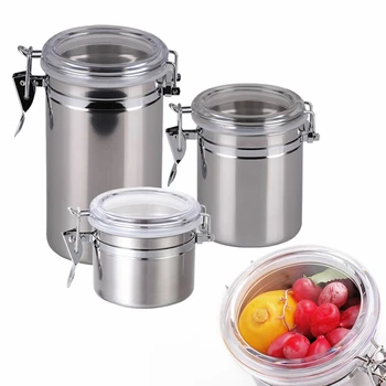 

New Stainless Steel Airtight Sealed Canister for Coffee Beans Flour Sugar Tea Spice Storage Container Kitchen Container Box