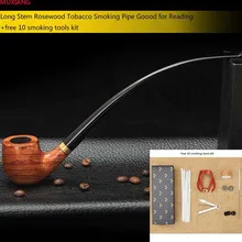 9 “/23 cm 10 Outils Kit Longue Tige Pipe En Bois de rose pour Mauvaises Herbes 3mm En Métal Filtre En Bois tabac à Pipe Acrylique Porte-Parole ad0008