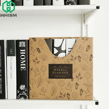 

WHISM Kraft Paper Desk Organizer DIY Desktop Storage Box for Files Books Stationery Pen Pencil Holder Makeup Organizer File Box