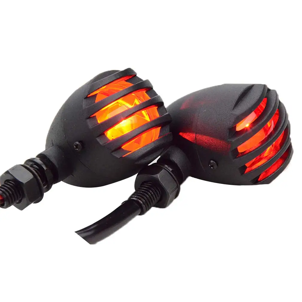 

GOOFIT 2pcs for Harley Style Motorcycle Headlight Turn Signal Halogen Wires Lights Lamps Light Universal (L/R) ATV Scooter