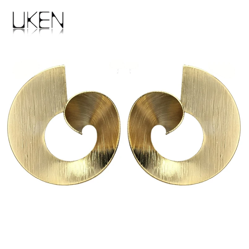 

UKEN New Design Fashion Jewelry Gold Color Vortex Stud Earring For Women Statement Metal Earrings 2018 Accessories Gifts