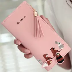 Xiniu Высокое качество для женщин лиса кошка Длинный кошелек кисточкой портмоне держателей карт посылка повседн