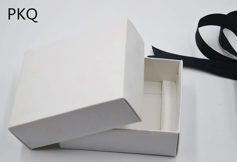 Blank Kraft Paper Ribbon Boxes,Black Paperboard Packaging Box,White DIY