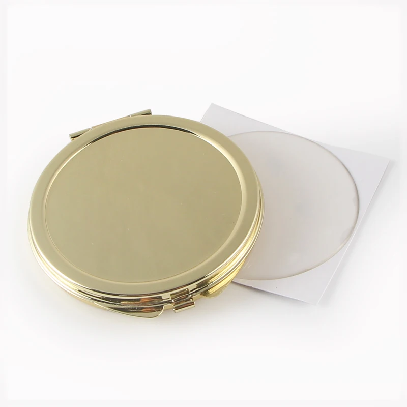 

Personalised Round Gold Compact Mirror Engraved flower pattern cosmetic Mirror + Epoxy Sticker 5 pieces/Lot