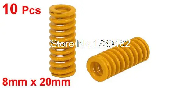 10x of 8mm OD 20mm Long Light Load Stamping Compression Mould Die Spring Yellow 