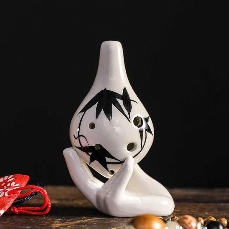 

HOT Ocarina 6 Holes Bamboo Leaves Pattern AC Key Musical Instrument For Beginner Learning HV99