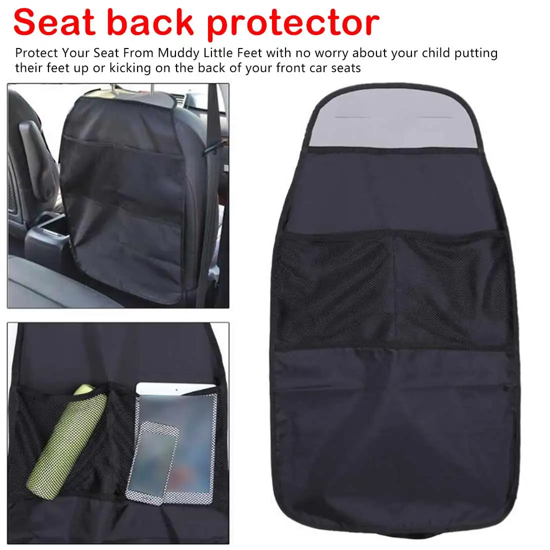 

Waterproof Universal Auto Seat Back Organizer Storage Bag Car Seat Back Scuff Dirt Protect Cover For Child Baby Kid kick Mat Pad