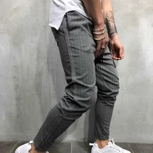 Мужские спортивные брюки, повседневные тренировочные штаны в полоску, обтягивающие штаны для спортзала, мужские спортивные штаны для бега, модные мужские спортивные штаны