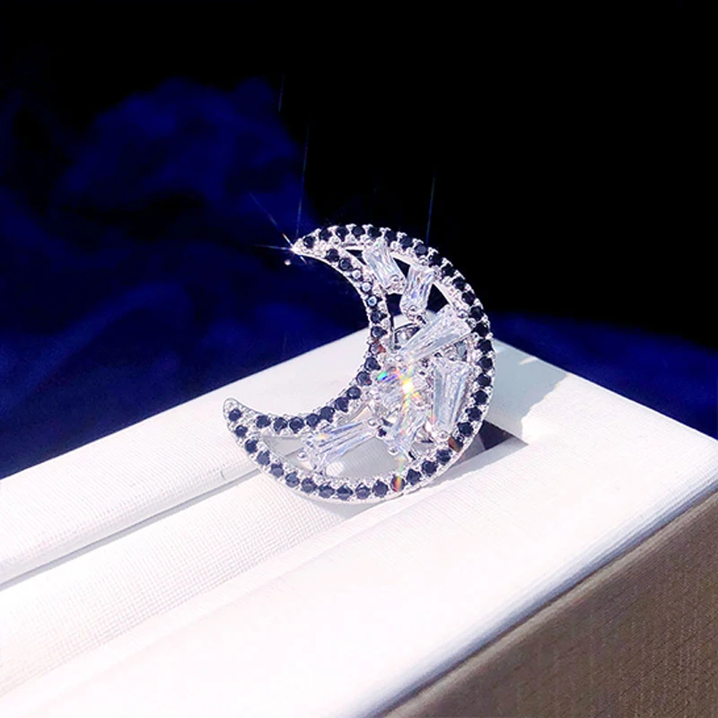 Lindo jugueton broche luna циркониевая вспышка taladro воротник acupuntura caballo aguja cuello boton punos con accesorios femeninos