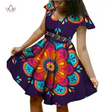 BRW – robe africaine en Bazin Riche, avec écharpe, manches courtes, vêtements pour femmes, Dashiki, imprimé Wax, 6XL, WY924