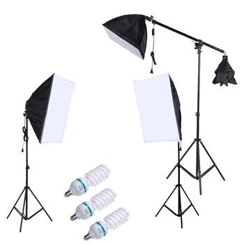 

Professional Photography Lighting Kit with 5500K 135W Daylight Studio Bulb Light Stand Square Cube Softbox