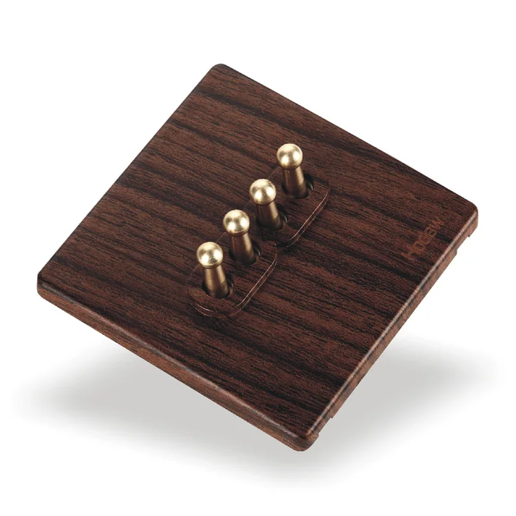 

Home - Wall Switch Socket 86 - Wood Color Antique Switch Three Open Dual Control, PC 220V 10A